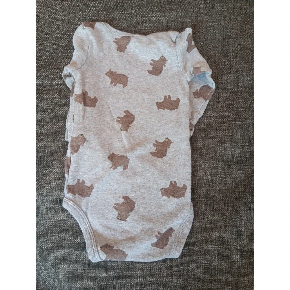 Carters Shirt 6 to 9 month Boys Gray Long sleeve Snap Up Bears